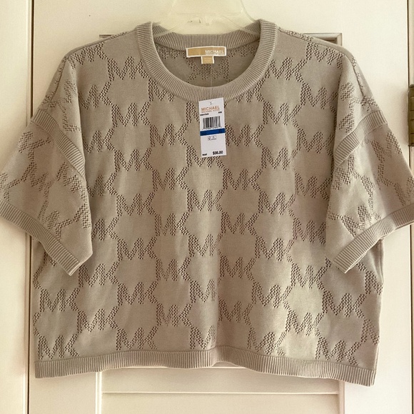 NWT MICHAEL KORS LOGO DESIGN KNEET DUNE WOMAN COTTON PULLOVER Size US XL - Picture 1 of 10